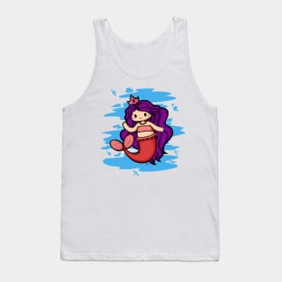 Cute Mermaid Illustration Tank Top